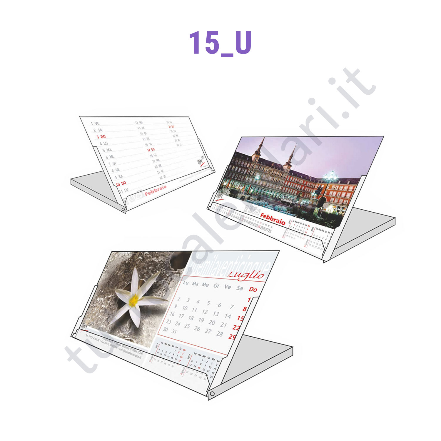 Calendari da tavolo con custodia trasparente Calendario Jewel Box da tavolo personalizzazione