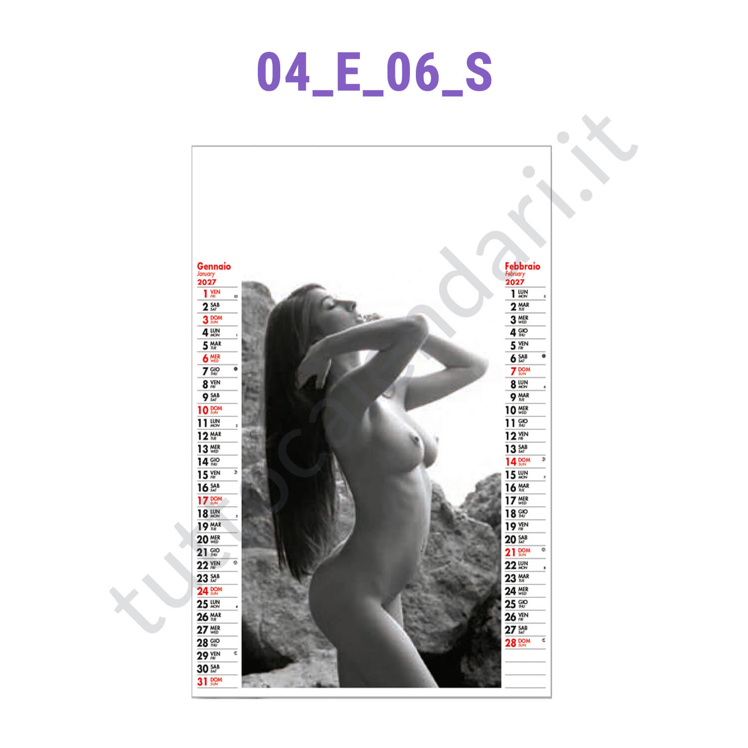 Calendario da parete bimensile illustrato sexy