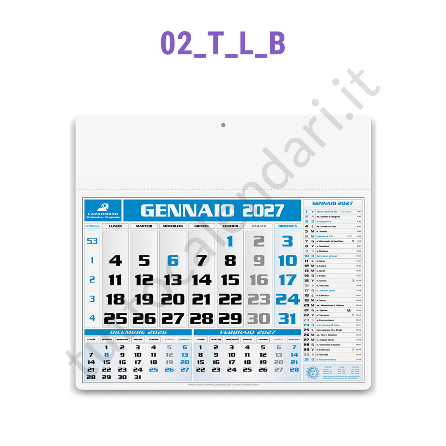 Calendario americano blu/nero Calendari americani 2027