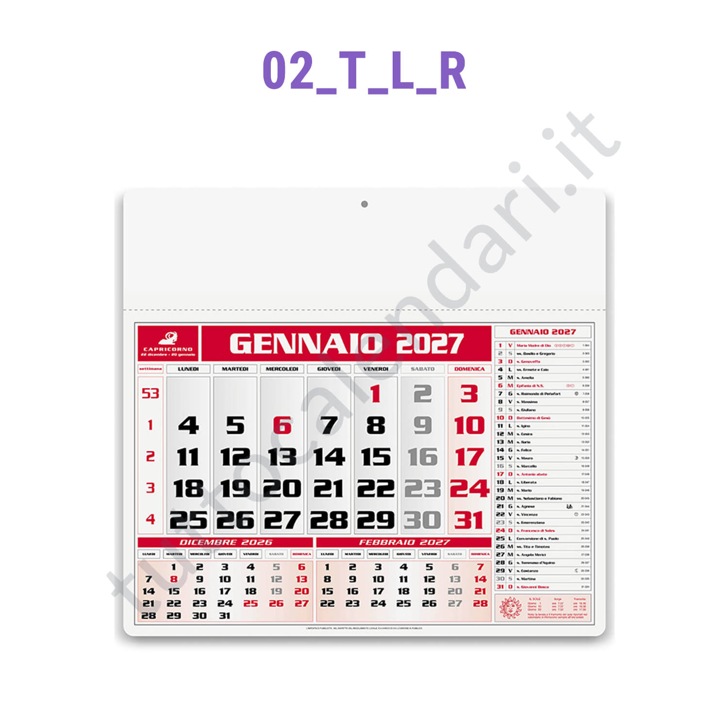 Calendario americano rosso/nero Calendari americani 2027