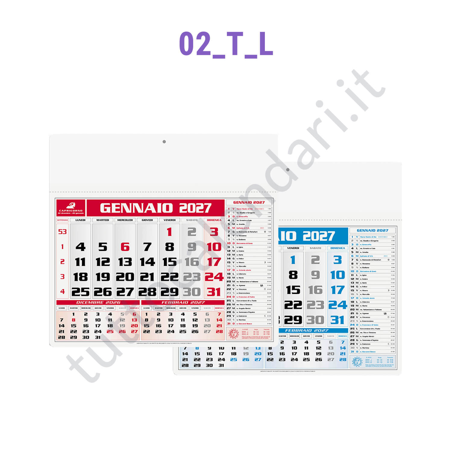 Calendari americani 2027 Calendari americani 2027