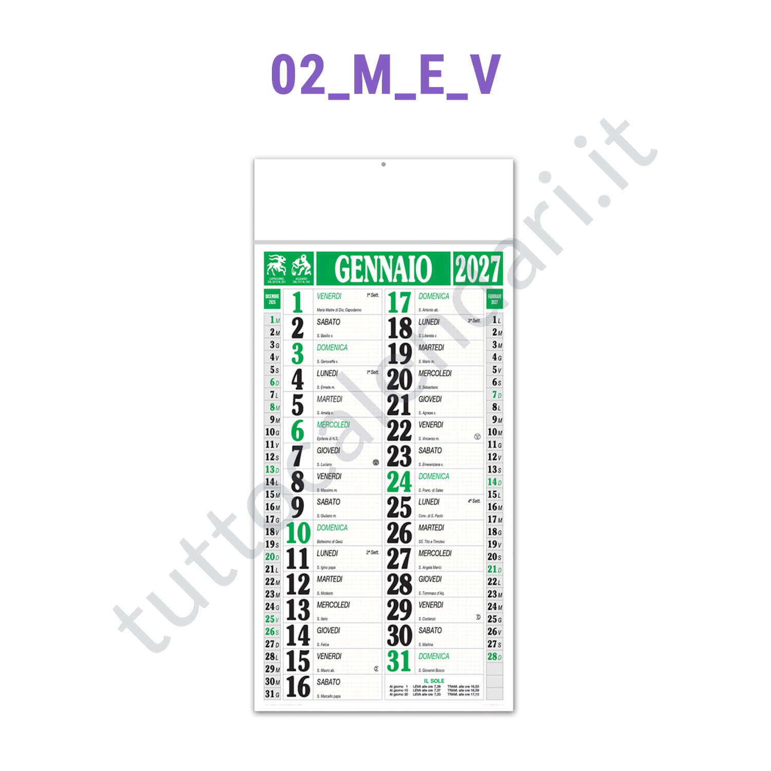 Calendario olandese commerciale quadrettato verde Stampa calendario olandese da muro
