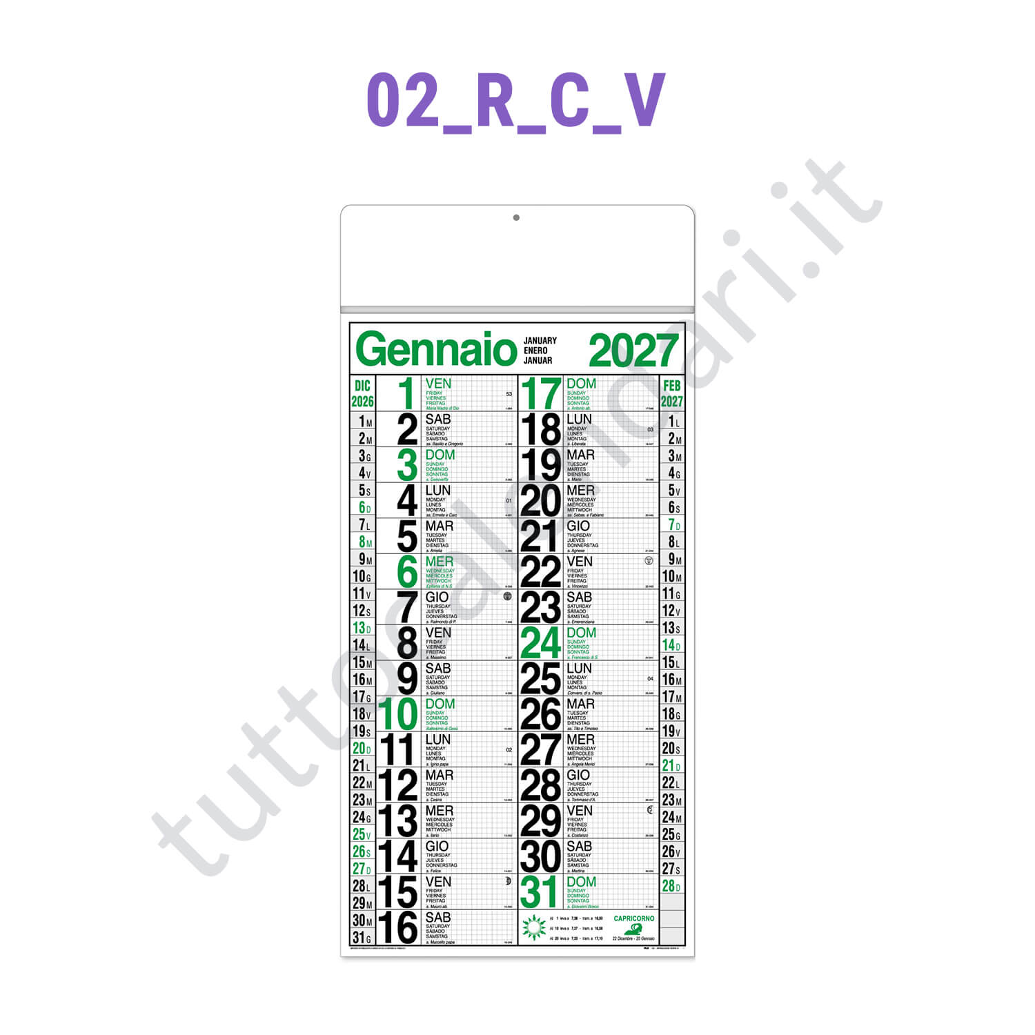 Stampa calendario commerciale da parete quadrettato 