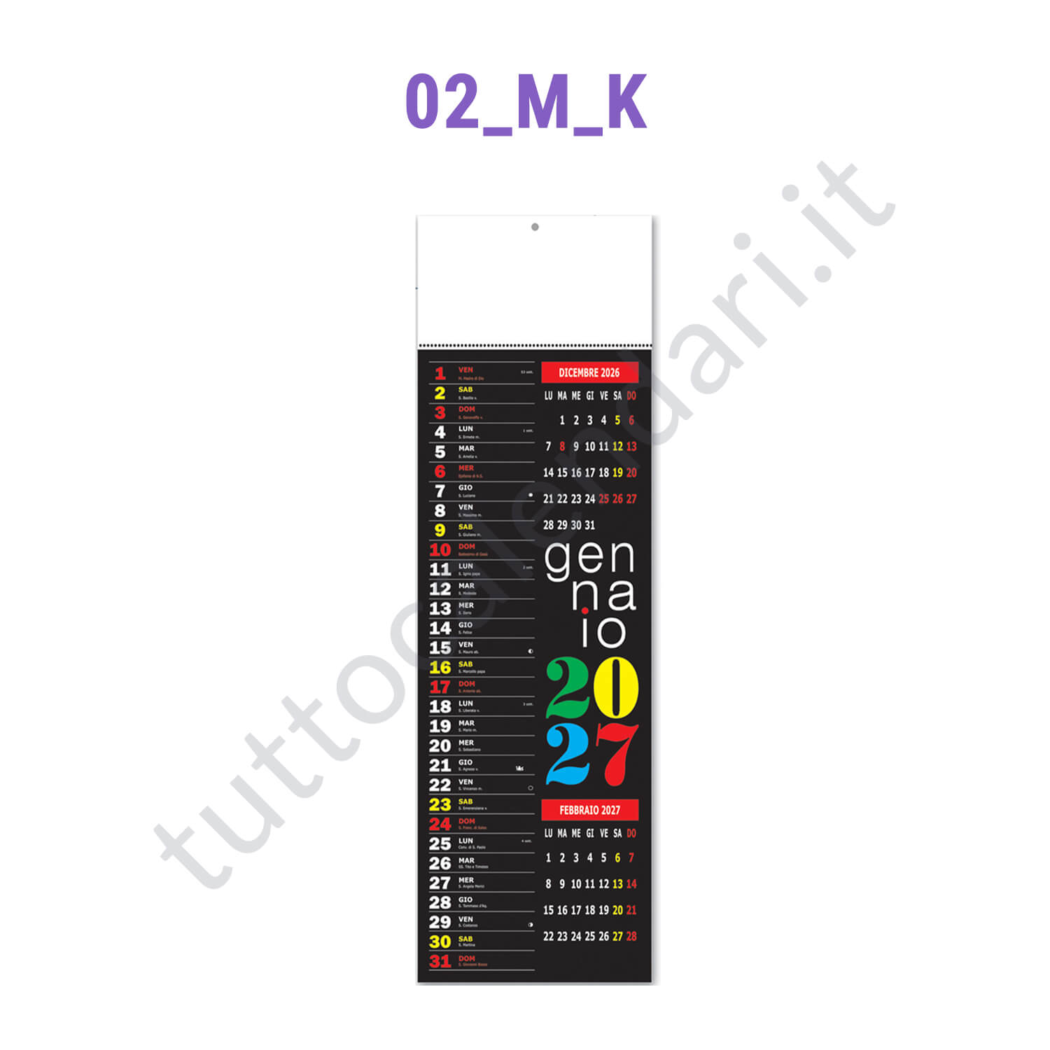 Calendario da muro silhouette 2027 Stampa calendario olandese da muro silhouette slim