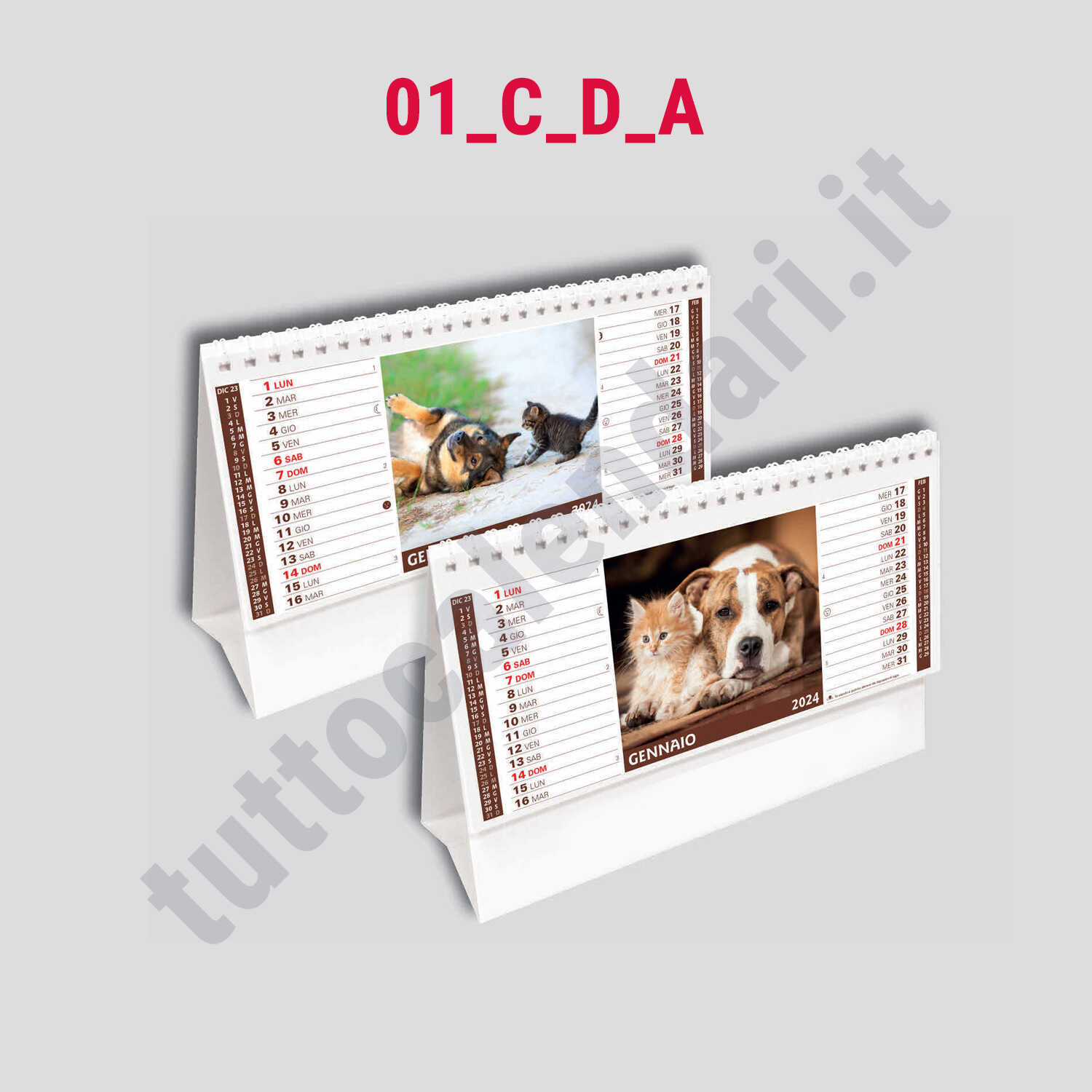 Calendario da banco illustrati con cavallotto personalizzabile - serie  01_T_B - Tutto Calendari 2023