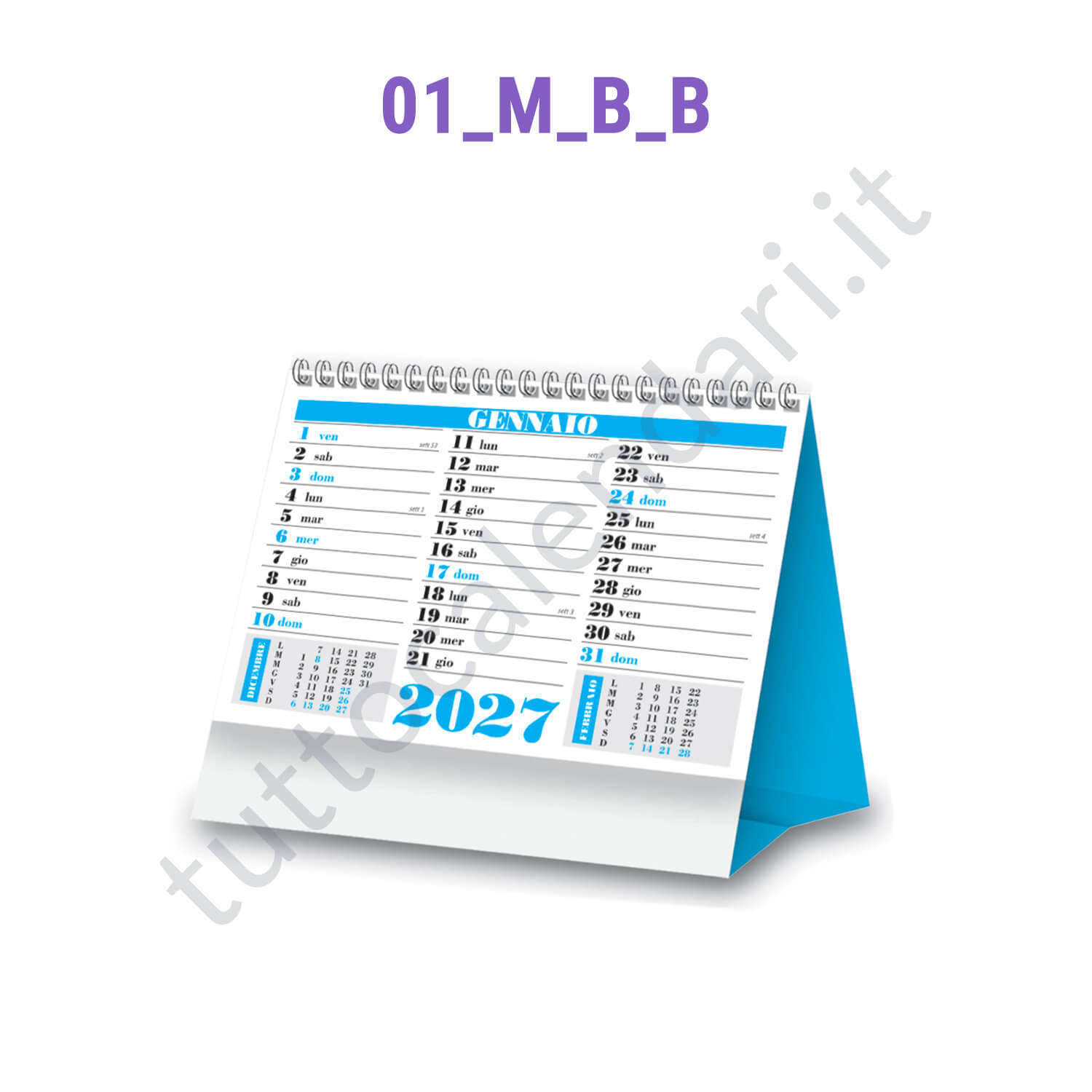 calendario da tavolo commerciale aziendali minicolor personalizzato colore blu Calendario da tavolo commerciale aziendale