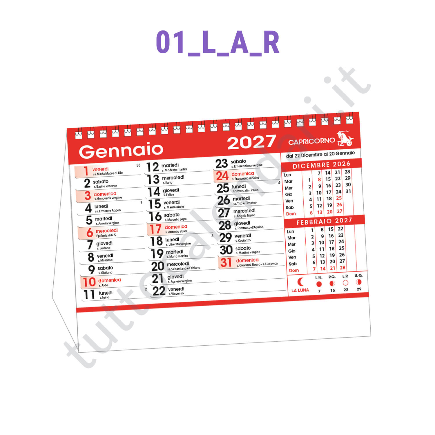 Vendita online calendario a cavallotto