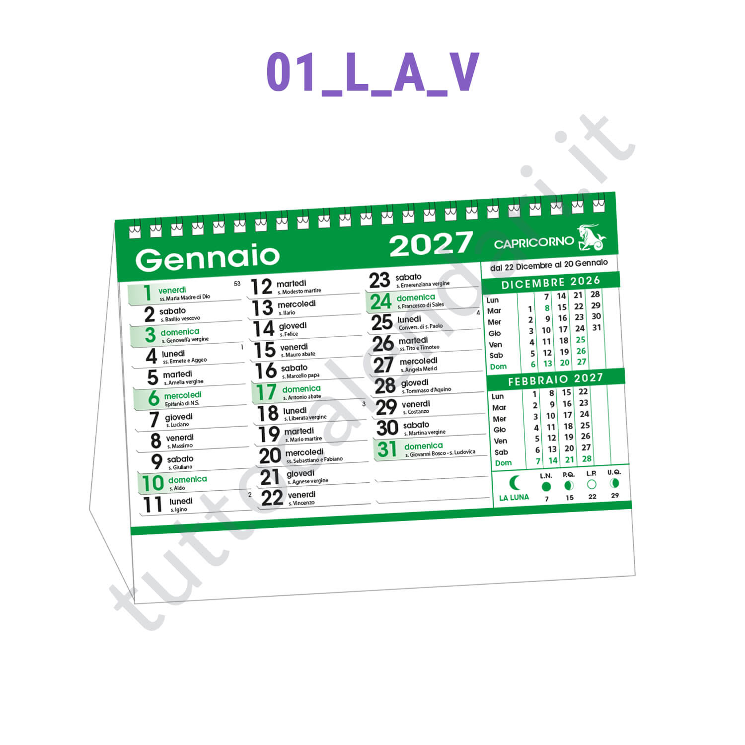 Vendita online calendario a cavallotto