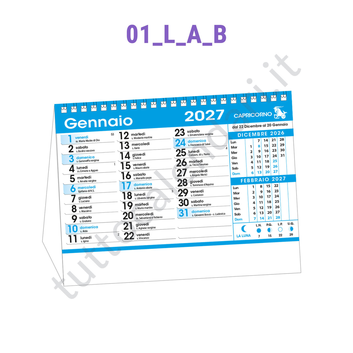 Vendita online calendario a cavallotto