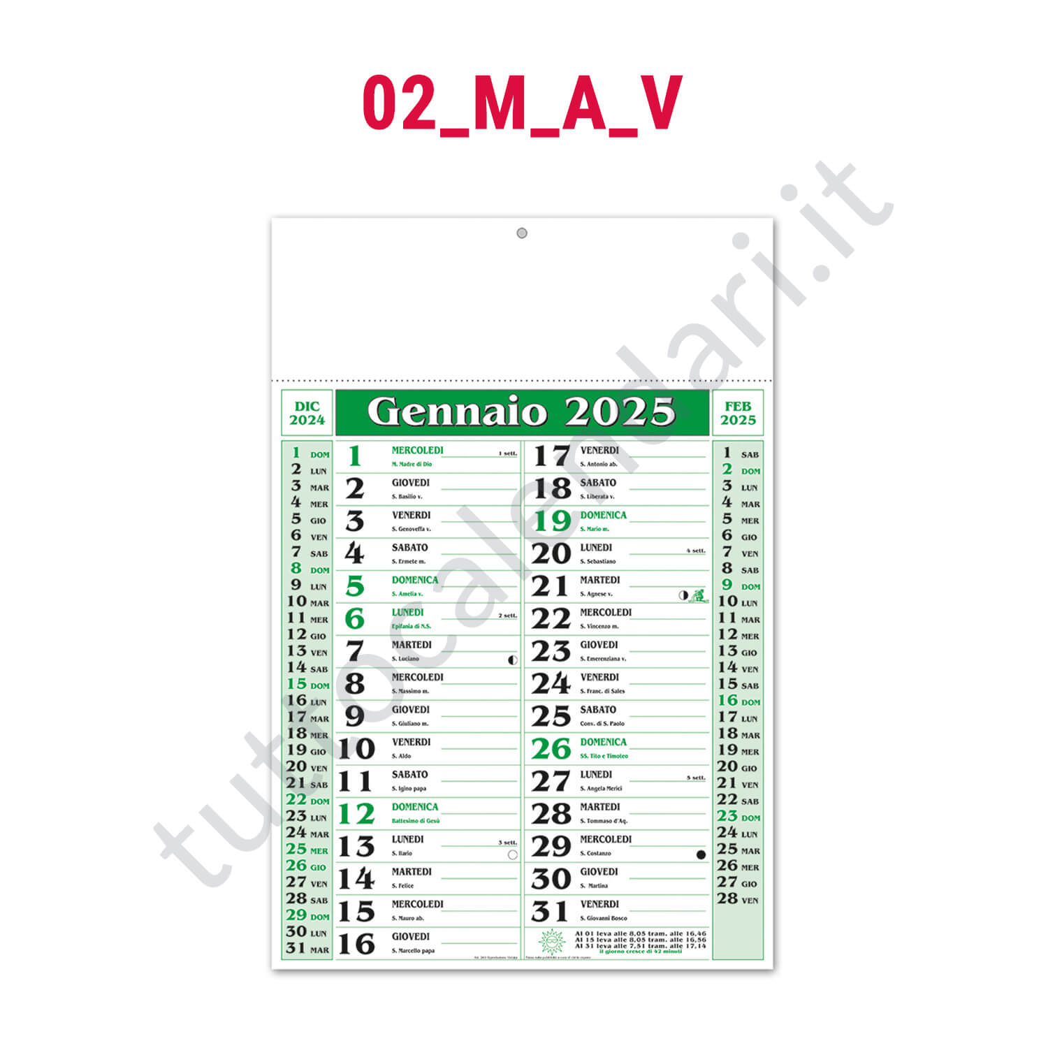 Stampa calendario olandese da muro per farmacie ed erboristerie