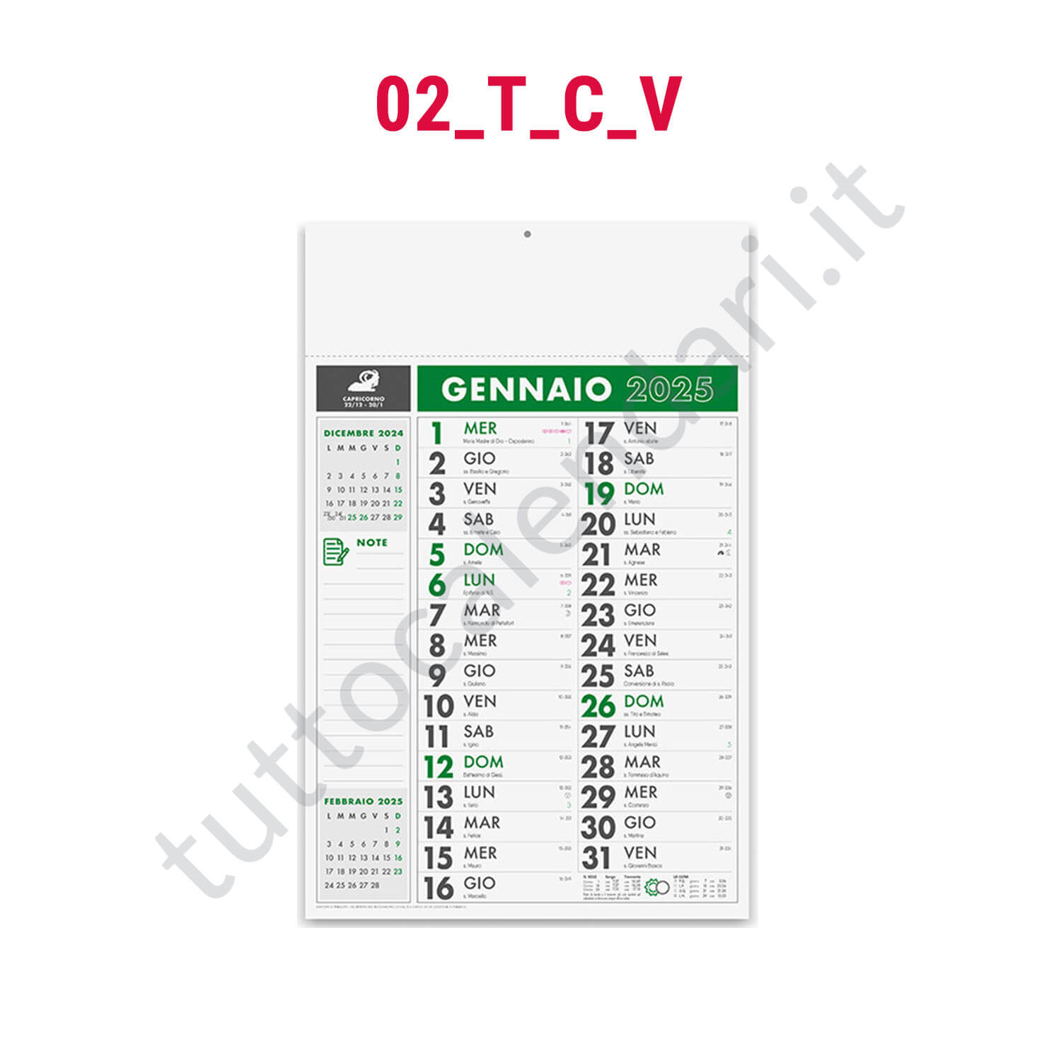 Stampa calendario da parete olandese per farmacie ed erboristerie