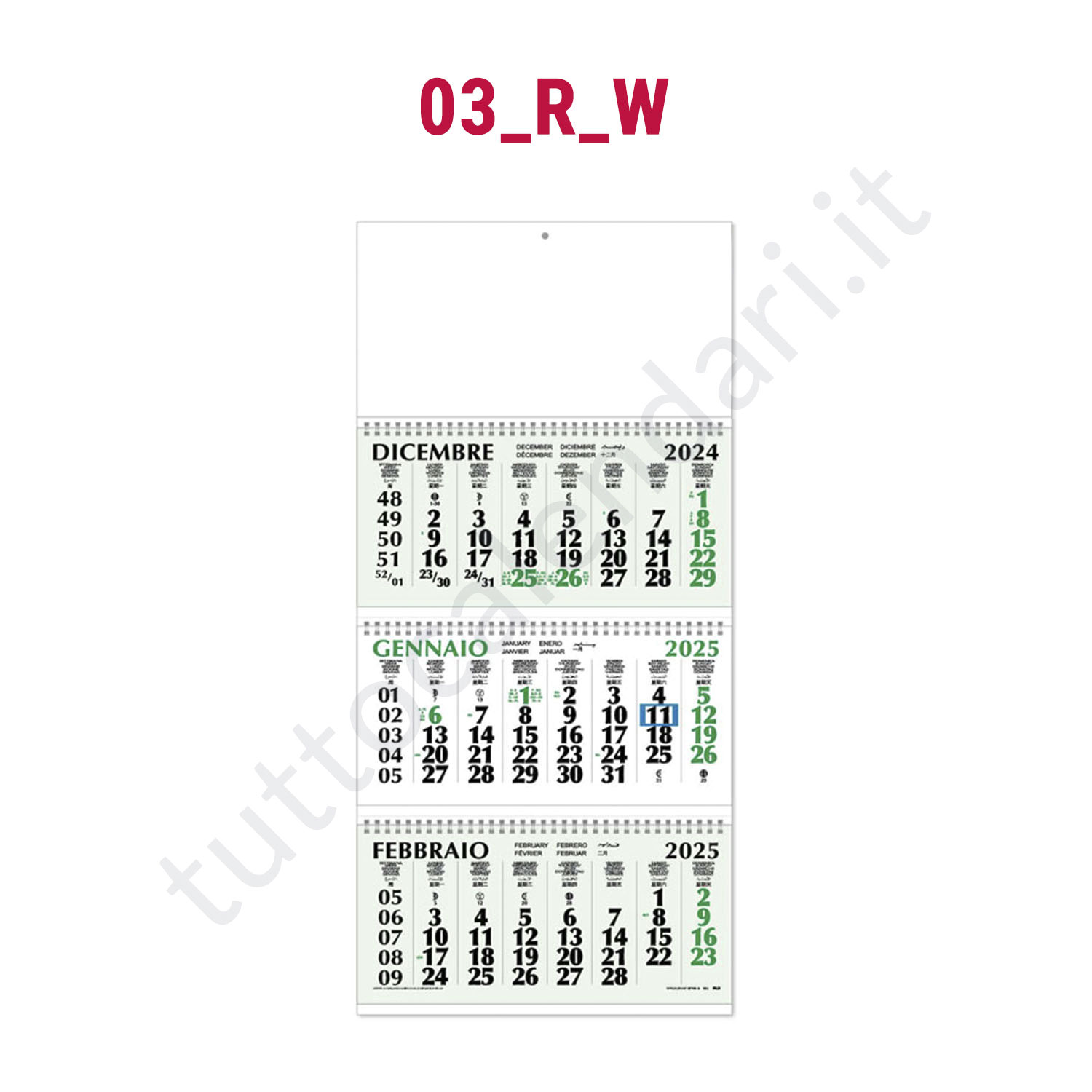 Stampa calendario trittico da muro 